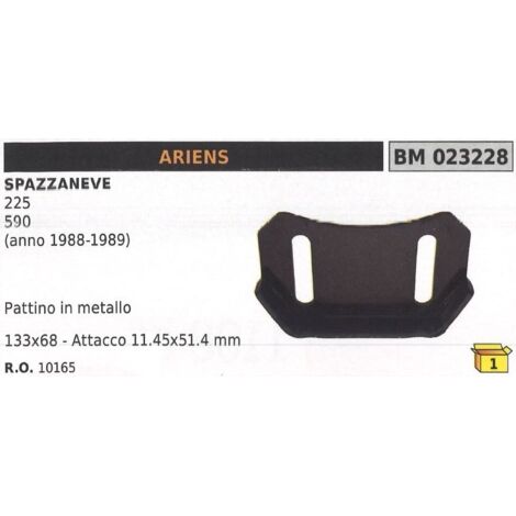 Plaque métallique 133x68mm attachement 11.45x51.4mm chasse-neige ARIENS MTD - 10165