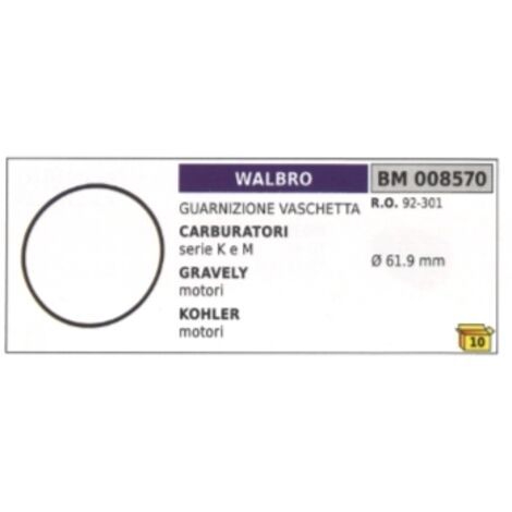 Joint de cuve de carburateur WALBRO série K et M GRAVELY - moteur KOHLER