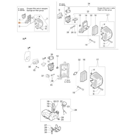 Support filtre à air ORIGINAL OLEOMAC débroussailleuse 746 S - 753 S 61112003 (1/2)
