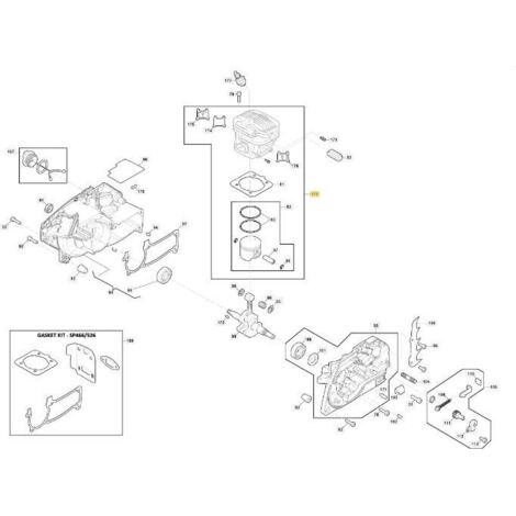 CYLINDRE - PISTON 46CC ORIGINE STIGA - 118804256/1