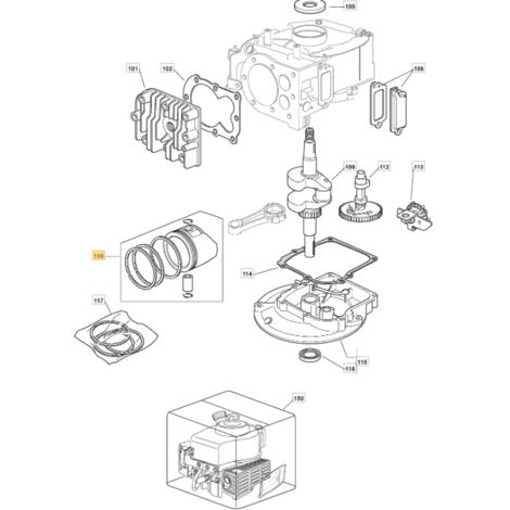 Piston segments broche ORIGINALE STIGA pour moteur V35 M150 118550357/0 (1/2)