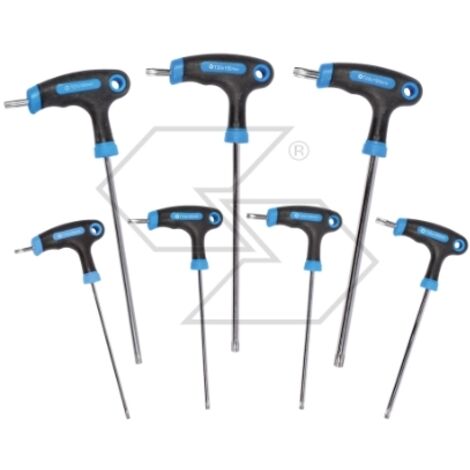 Jeu de 7 clés torx à deux têtes en acier galvanisé avec poignées ergonomiques en bi-matière