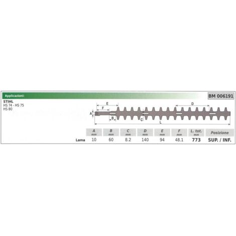 STIHL lame supérieure / inférieure STIHL taille-haie HS 74 75 80 006191