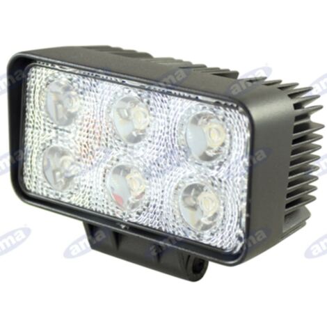Phare de travail 110x60mm 6 LED 10-30V 18W 1080LM câblé 40-60cm machine agricole (1/3)