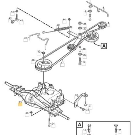 Stiga – Transmission pour tracteur tondeuse 2105M – Largeur de coupe 110 cm – Compatible modèles READY, VILLA 12 – 1134484701 - XM110