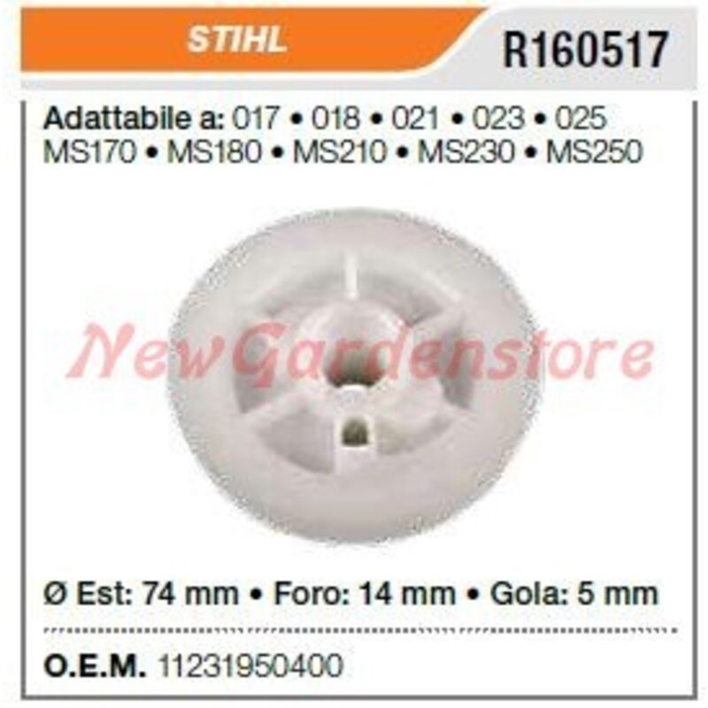 Recoil Starter Pulley For Stihl BG85, 018, 021, 023, 025, MS200 - 11231950400, 1067 RT