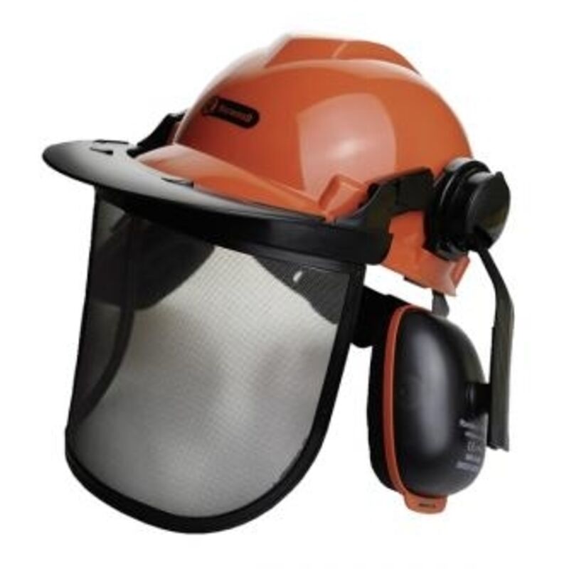 Schutzhelm Kettensäge Kopfschutz Forstkombination Orange Helm Gehörschutz, 29,99 Schnittschutzhose Herren