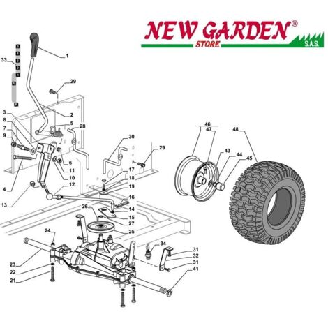 Esploso trasmissione trattorino SD98 XD150 CASTELGARDEN 2002-2013 ricambi 46 CERCHIO RUOTA