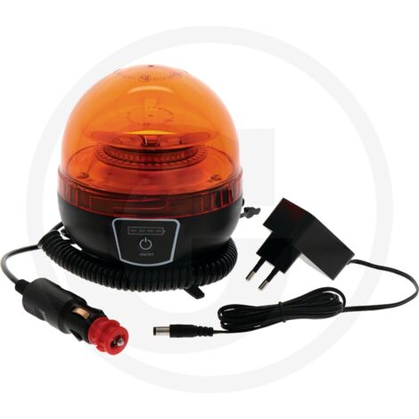 Baliza rotativa a batería de leds 12/24 V fijación imán máquina agrícola (1/2)