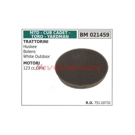 Filtro de aire MTD motor 123 cc OHV montado en tractor de césped HUSKEE BOLENS 021459