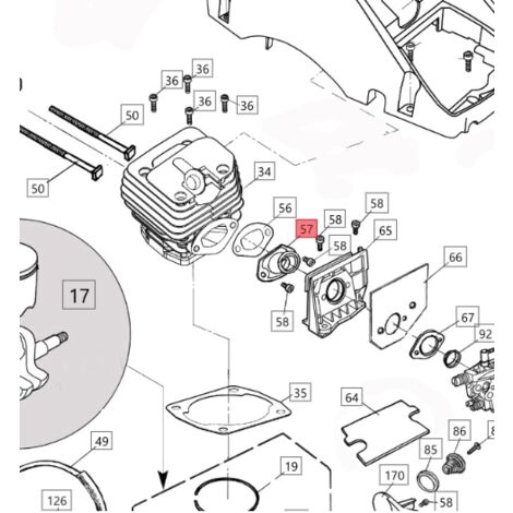 Colector ORIGINAL BLUEBIRD para motosierra CS 590 CS590-57 (1/2)