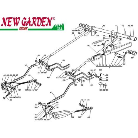 Esploso sollevamento piatto taglio 122cm XX220HD trattorino rasaerbaCASTELGARDEN 31 FULCRO LEVA