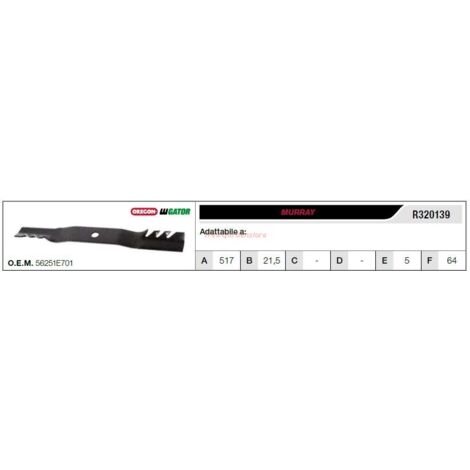 Cuchilla de segadora para tractor de césped MURRAY R320139 (1/2)