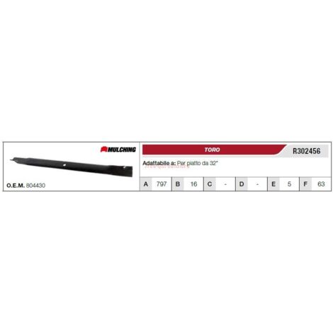 TORO tractor cortacésped cuchilla plana 32" R302456 (1/2)