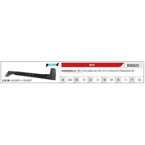 MTD cuchilla para tractores de césped 765 102" plana R302615 (1/2)
