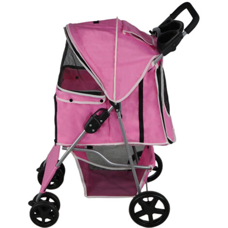 Pet Stroller with Rain Cover – Pink