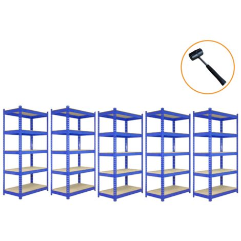 Q-Rax 3 x 90cm & 2 x 120cm Blue Metal Racking Units