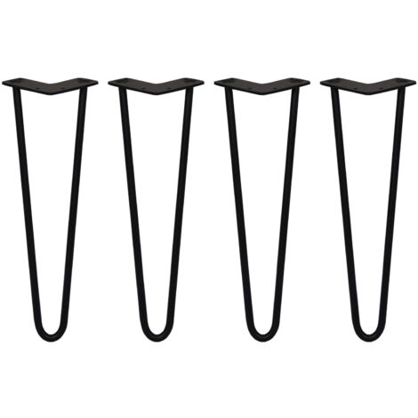4 x 16" Hairpin Legs - 2 Prong - 12mm - Black (1/5)
