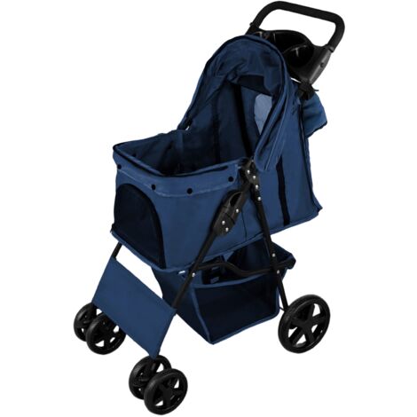 Pet Stroller with Rain Cover & Caddy Bag - Navy Blue