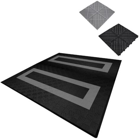 Vented Garage Floor Tiles With Edges – 165 Black & 60 Grey