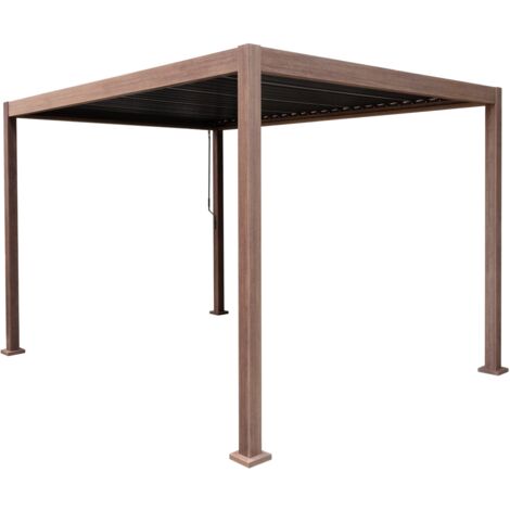 Wood Effect Aluminium Pergola 3m x 3m (1/5)