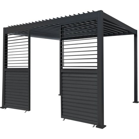 Anthracite Aluminium Pergola With 2 x Shutter Panels - 3m x 3m (1/5)