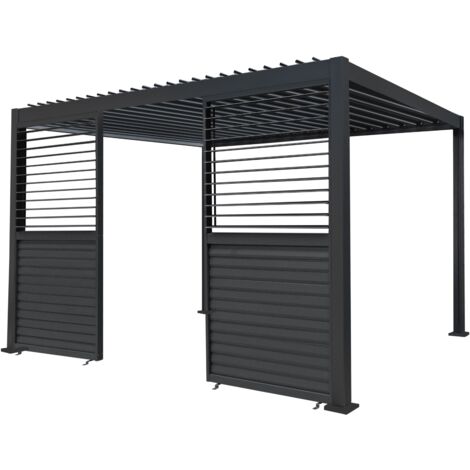 Anthracite Aluminium Pergola With 2 x Shutter Panels - 3m x 4m (1/5)