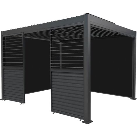 Aluminium Pergola With Anthracite Blinds & 2 Shutter Panels - 3m (1/5)