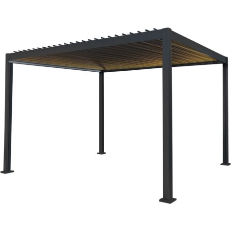 Anthracite Aluminium Pergola With LED Lights - 3m x 4m (1/5)