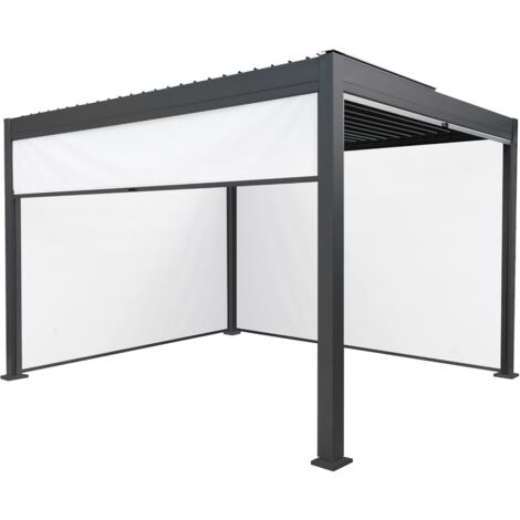 Anthracite Aluminium Pergola With White Blinds - 3m x 4m (1/5)