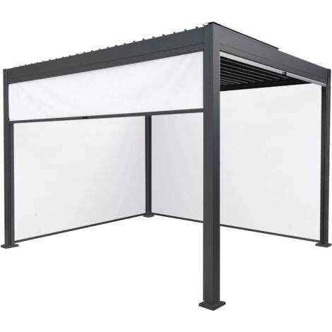Anthracite Aluminium Pergola With White Blinds - 3m x 3m (1/5)