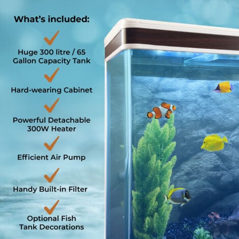 MonsterShop Fish Tank Aquarium & Starter Accessories, White