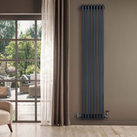 Column Radiator Chrome Traditional 4 Column Radiator 1800mm x 380mm & TRV Chrome Valves