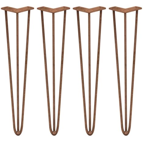 4 x 28" Hairpin Legs - 3 Prong - 12mm - Antique Copper