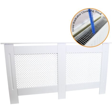 Radiator Cover White MDF Trellised Grill Modern Cabinet Shelf 1515mm