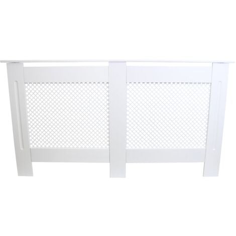 Radiator Cover White MDF Trellised Grill Modern Cabinet Shelf 1515mm