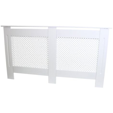 Radiator Cover White MDF Trellised Grill Modern Cabinet Shelf 1515mm
