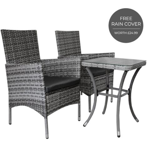 Garden Outdoor Rattan Bistro Set Furniture 3 PCs Patio Weave