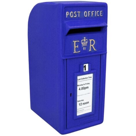 Royal Mail Post Box Scottish Cast Iron Wall Mounted Royal Mail Wedding Authentic Pillar Replica Lockable Post Office Letter Box Blue - Blue
