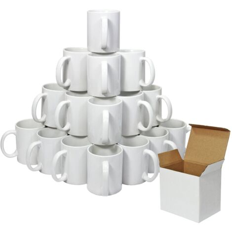 24 PCS Mugs 11 OZ Sublimation Mugs Blank White Mugs Coated Ceramic Cups  Christmas DIY Mugs