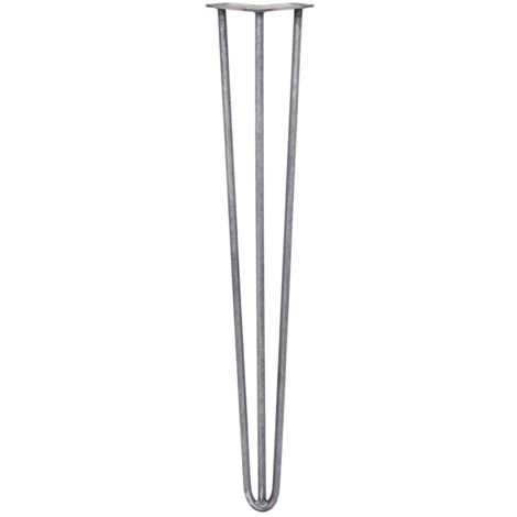4 x 28" Hairpin Legs - 3 Prong - 12mm - Raw Steel (1/5)