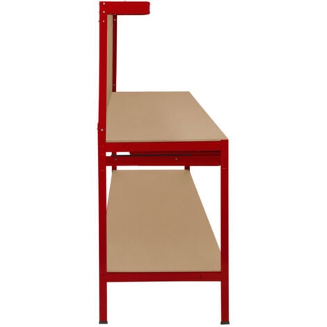 Workbench with Pegboard, Drawer & Light – Red