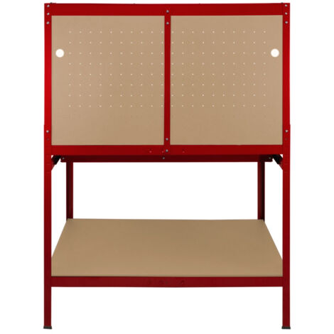 Workbench with Pegboard, Drawer & Light – Red