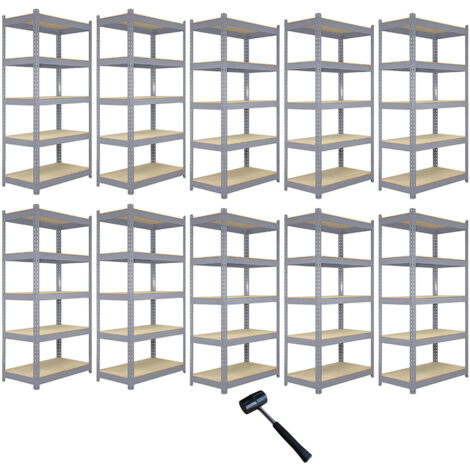 10 x Q-Rax Grey Metal Racking Units 120 x 50 x 180cm