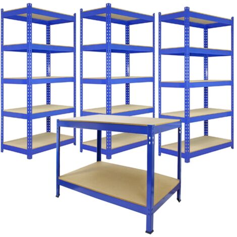 Scaffale da Garage ad Incastro Q-Rax - Blu - 120cm x 50cm - 10 Pezzi