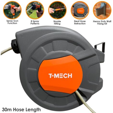 T-Mech (20m) Hose Pipe Reel Auto Rewind Wall-mounted Retractable