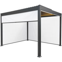 Anthracite Aluminium Pergola With White Blinds & LED Lights - 3m