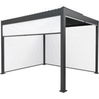 Anthracite Aluminium Pergola With White Blinds - 3m x 3m