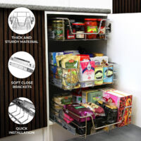 5 Pull Out Kitchen Wire Baskets Slide Out Storage Cupboard Drawer Larder 60cm