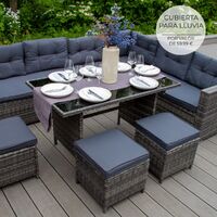 Jardí Outdoor 9 Seater Garden Rattan Furniture Set Grey - Grey